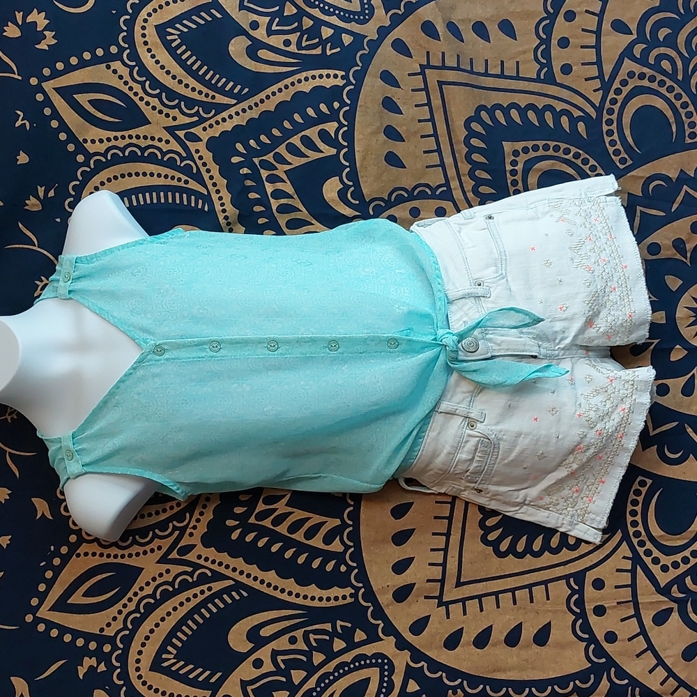 Sheer Blue Sleeveless Sally M Miller Girls 8 Top NWOT
